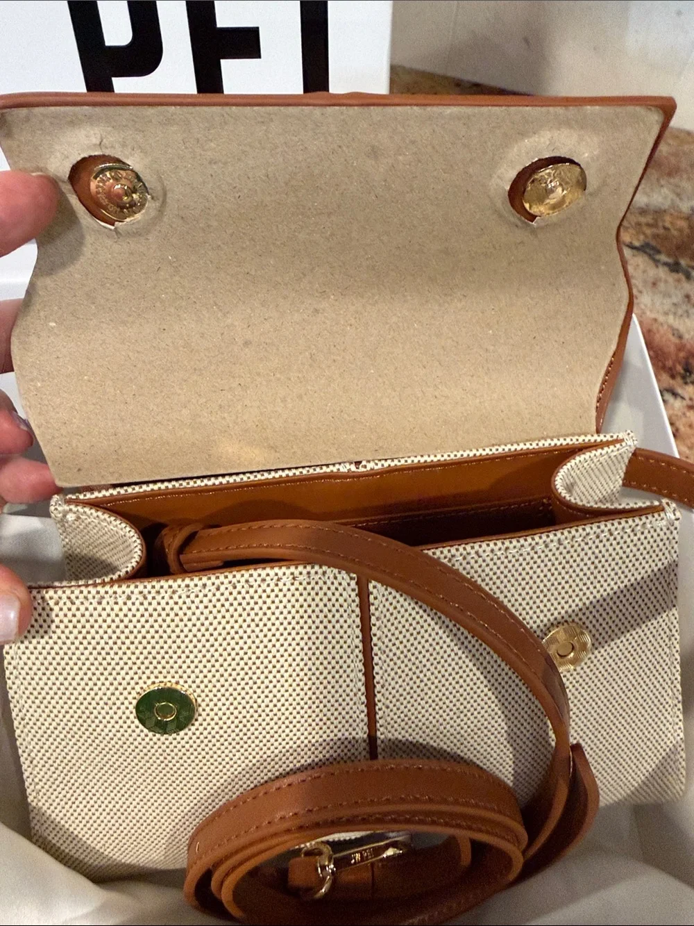 JW PEI Elise Brown Canvas Top-Handle Satchel